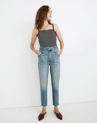 high rise tapered jeans