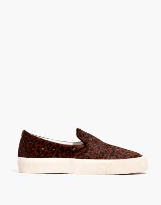 leopard calf hair slip on sneakers