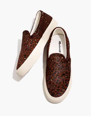 leopard calf hair slip on sneakers