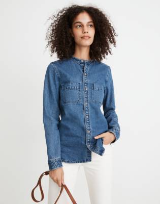 denim band collar shirt