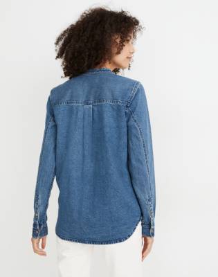 denim band collar shirt