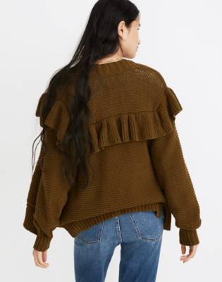 long ruffle cardigan