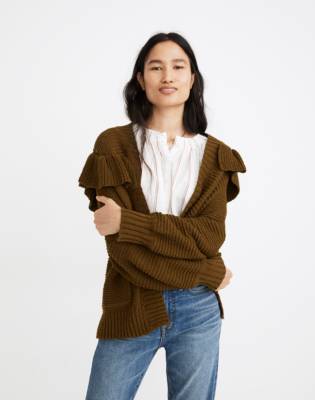 ruffle cardigan long