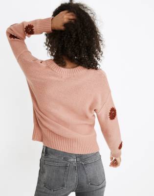 madewell flower embroidered pullover sweater