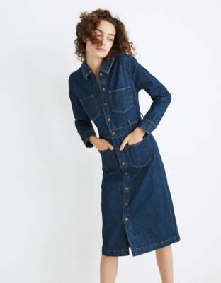 madewell denim a line zip dress