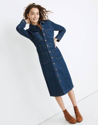 madewell denim a line zip dress