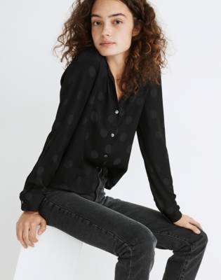 Jacquard Dot Pajama Shirt in large dot jacquard true image 2