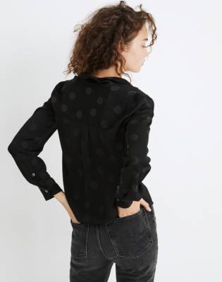 Jacquard Dot Pajama Shirt in large dot jacquard true image 3