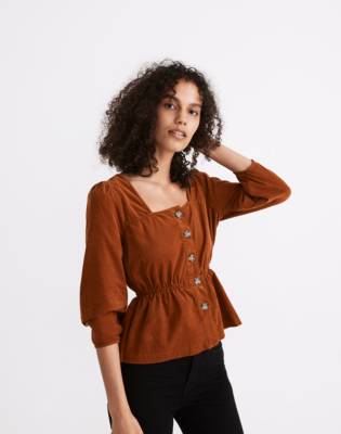 button front peplum top