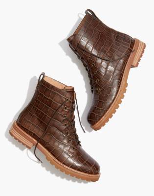 crocodile lace up boots