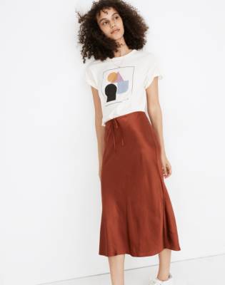 drawstring midi skirt