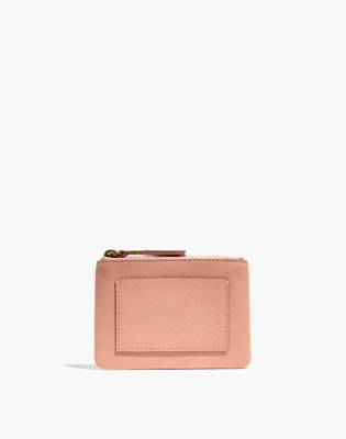 Madewell The Leather Pocket Pouch Wallet In Sheer Vintage Pink Multi