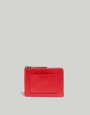 Madewell The Leather Pocket Pouch Wallet In Scarlet