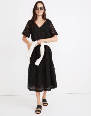 eyelet dress midi