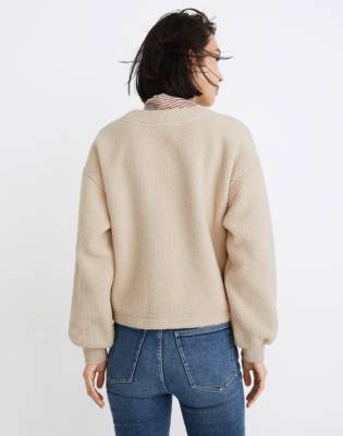 (Re)sourced Fleece Crop Cardigan in summer dune image 3