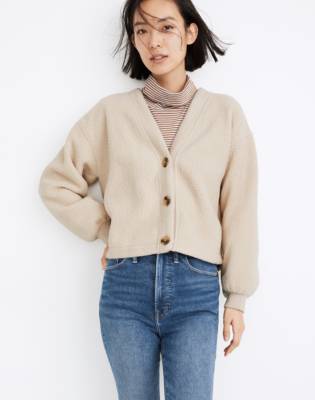 (Re)sourced Fleece Crop Cardigan in summer dune image 1