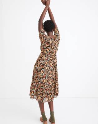 black midi dress with flowers