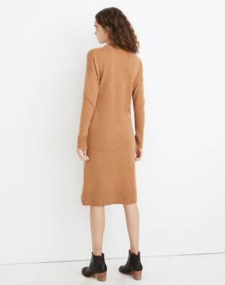 mock neck midi sweater dress