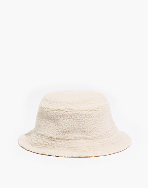 White sherpa bucket hat