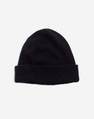 Mw Recycled Cotton Cuffed Beanie In True Black