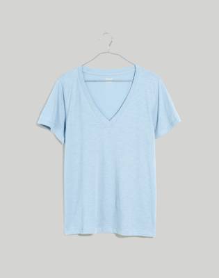 Mw Whisper Cotton V-neck Tee In Terrace Blue