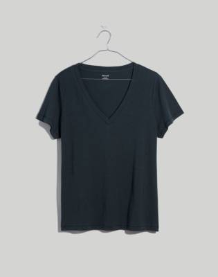 Madewell Whisper Cotton V-neck Tee In Dark Palm