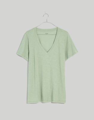 Mw Whisper Cotton V-neck Tee In Frosted Sage