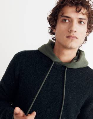 Madewell Crewneck Sweater In Black Pine Donegal