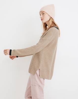 Tipped Forrest V-Neck Sweater in heather birch image 2