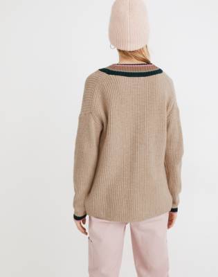 Tipped Forrest V-Neck Sweater in heather birch image 3