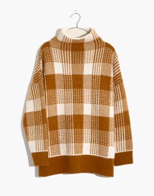 plaid mock neck sweater