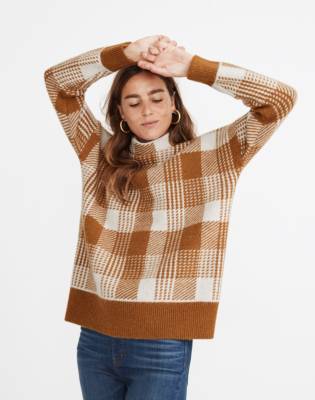 plaid mock neck sweater