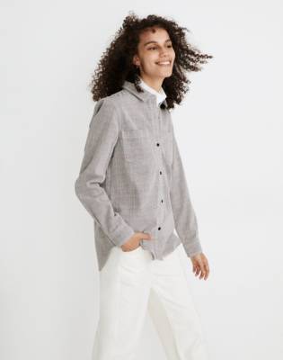 Corduroy Classic Ex-Boyfriend Shirt in Dermott Plaid in menswear plaid black orange image 2