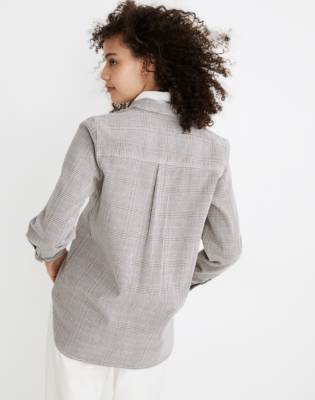 Corduroy Classic Ex-Boyfriend Shirt in Dermott Plaid in menswear plaid black orange image 3