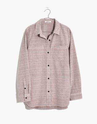 Corduroy Classic Ex-Boyfriend Shirt in Dermott Plaid in menswear plaid black orange image 4