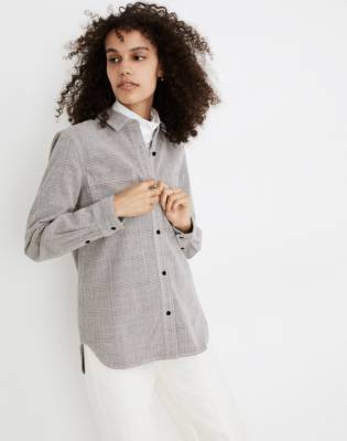 Corduroy Classic Ex-Boyfriend Shirt in Dermott Plaid in menswear plaid black orange image 1
