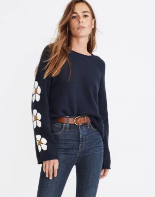 floral sleeve sweater