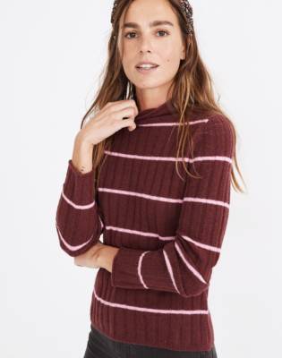 inland striped turtleneck sweater in coziest yarn