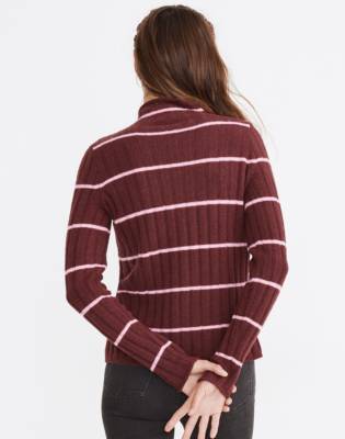 Striped Evercrest Turtleneck Sweater in Coziest Yarn in dark cabernet image 3