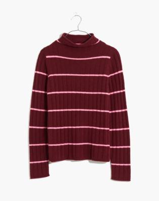 Striped Evercrest Turtleneck Sweater in Coziest Yarn in dark cabernet image 4