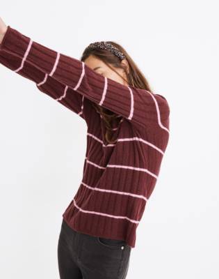 Striped Evercrest Turtleneck Sweater in Coziest Yarn in dark cabernet image 1