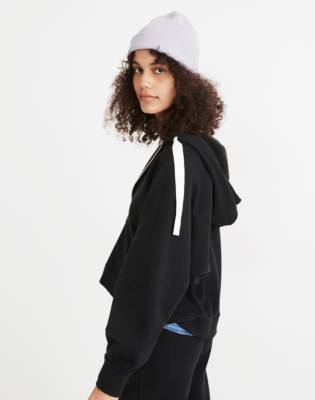 MWL Ribbed Cocoon Hoodie Sweatshirt in true black image 2