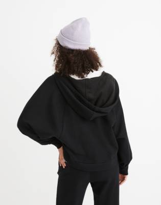 MWL Ribbed Cocoon Hoodie Sweatshirt in true black image 3