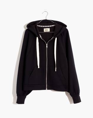 MWL Ribbed Cocoon Hoodie Sweatshirt in true black image 4