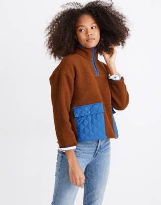 (Re)sourced Fleece Quilted-Pocket Popover Jacket in dried cedar image 2