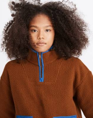 (Re)sourced Fleece Quilted-Pocket Popover Jacket in dried cedar image 4