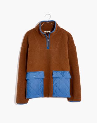 (Re)sourced Fleece Quilted-Pocket Popover Jacket in dried cedar image 5