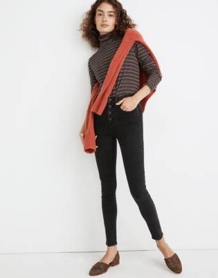 10" High-Rise Skinny Jeans in Robert Wash: Button-Front Edition in robert wash image 1
