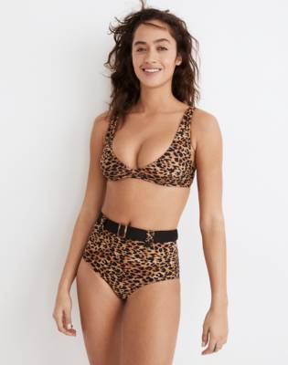 solid and striped leopard bikini