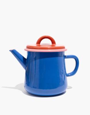 Bornn Colorama Enamelware Tea Kettle in electric blue and coral with image 1